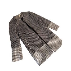H&M Black White Geometric Pattern Collarless Jacket Womens‎ Size 10
